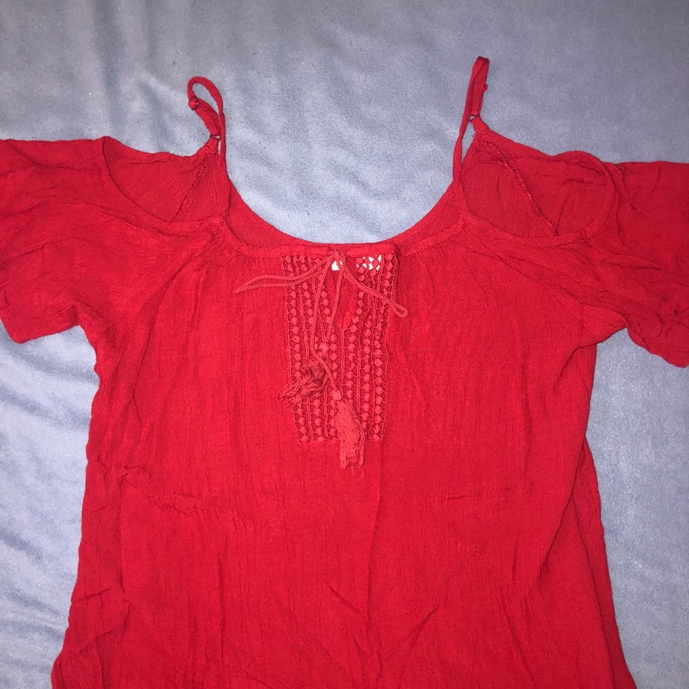 Maroon-Red Cold Shoulder Top (Blouse) (BOGO $3)